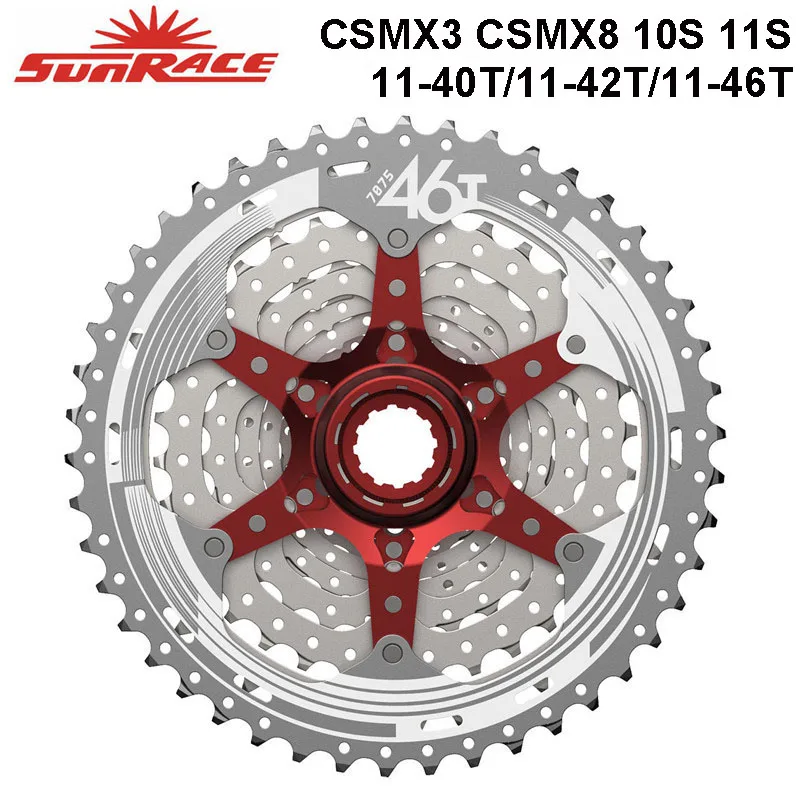 Sunracing CSMX3 CSMX8 MTB велосипед кассета 10S 11S скорость-11-40 T/11-42 T/11-46 T, черный/серебристый велосипед свободного хода для SLX