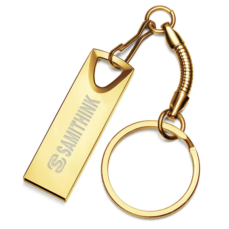 Золотой SAMITHINK USB флэш-накопитель высокоскоростной USB 2,0 флэш-накопитель Флешка в подарок 64 ГБ 32 ГБ 16 ГБ 8 ГБ 4 ГБ 2 гб поддержка пользовательского логотипа - Цвет: Золотой