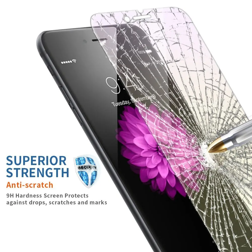 100 шт для Iphone 7 plus закаленное стекло iphone 6 6S защита экрана 5 5S 5SE 4S пленка 0 26 мм 2.5D 9H