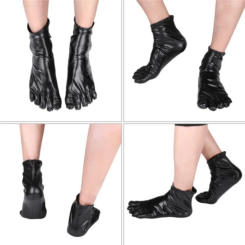 1 пара новинка унисекс Wetlook лакированная кожа короткие носочки костюмы
