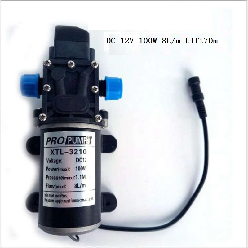 Мембранный Водяной насос постоянного тока 12 В 100 Вт 8 л/м Lift70m самовсасывающий