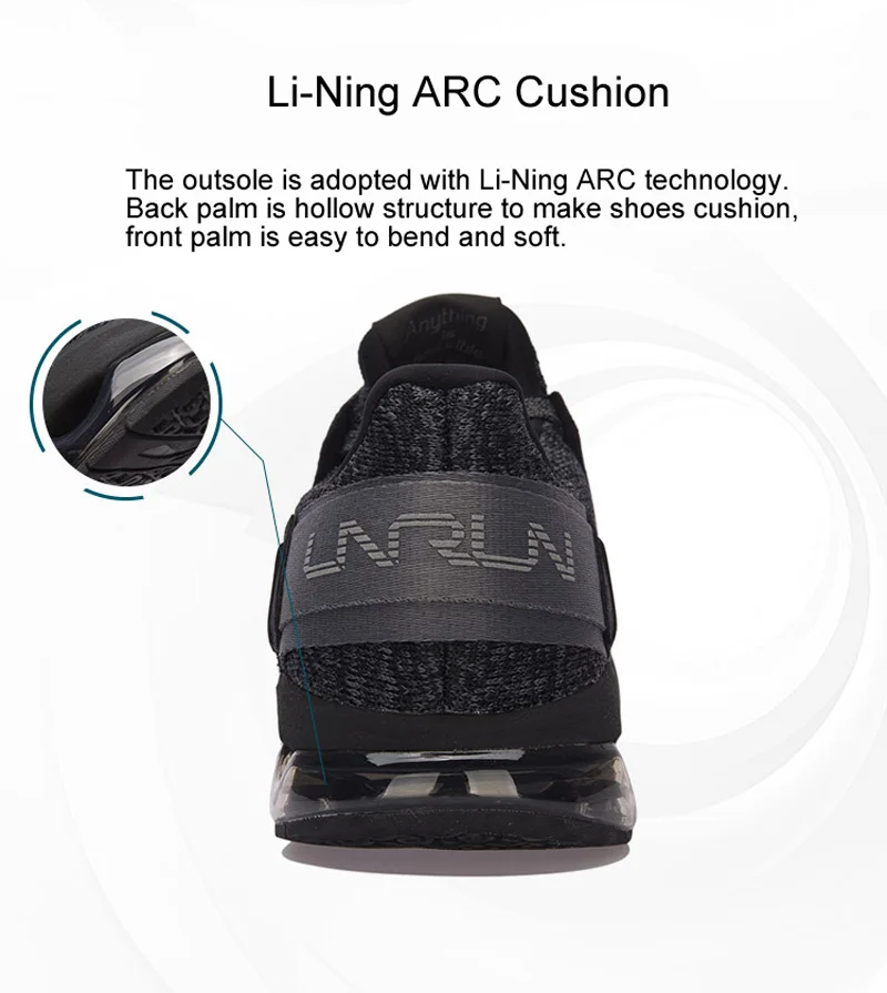 Li-Ning/мужские кроссовки для бега с пузырьковой дугой, износостойкие, с противоскользящей подкладкой, спортивная обувь, дышащие кроссовки, ARHM091 XYP592