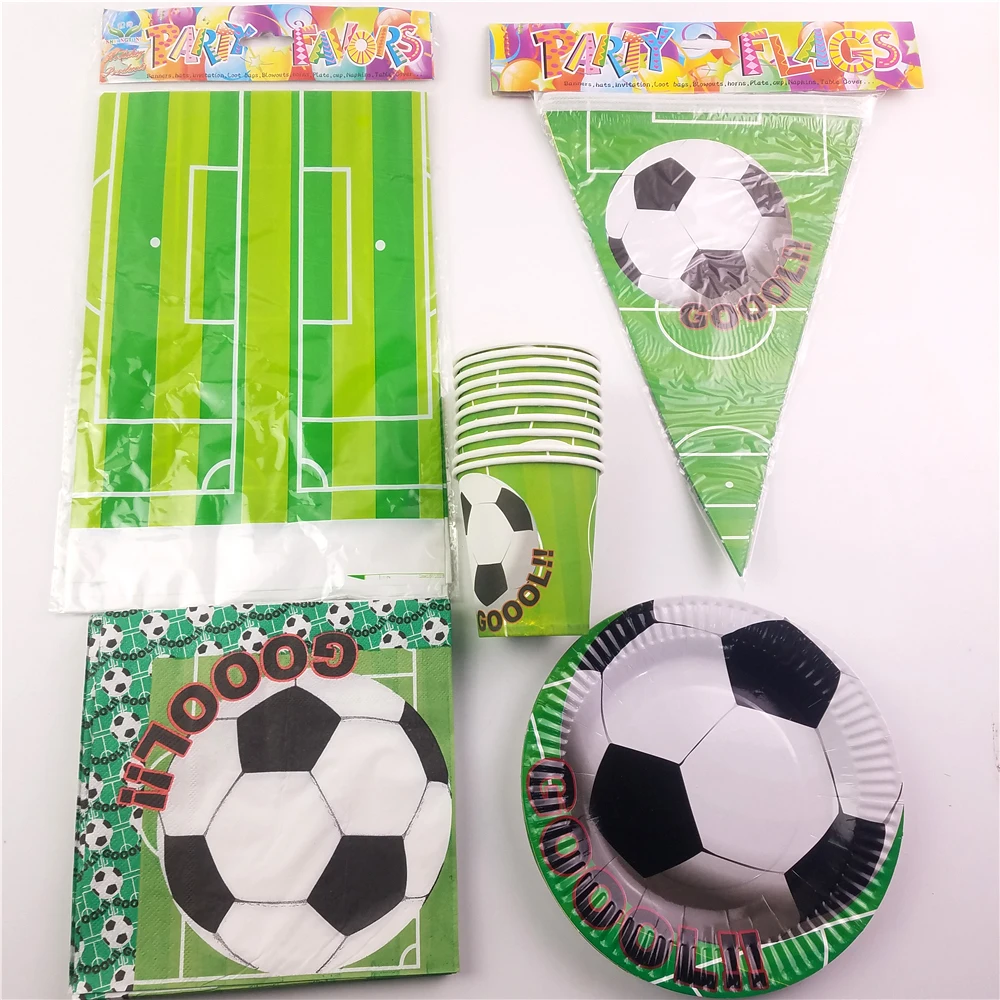 

51pcs Football Soccer Theme Birthday Party Tableware Set Plate Cups Napkin Tablecloth Banner Kids Boys Favor Decoration Supplies