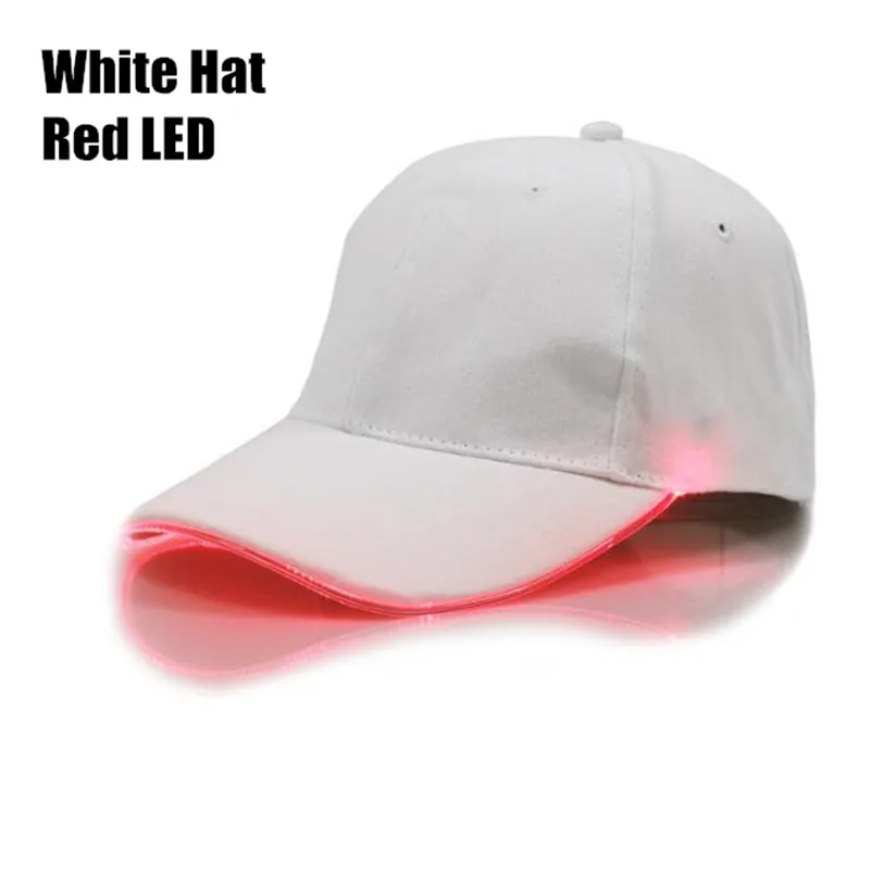 White Hat Red LED 200 p! Мужская и женская светодиодный светящийся цветной бейсбольный головной убор для мальчиков и девочек Подростковая светодиодная светлая крышка в темноте вечерние реквизит для клуба хип-хоп кепка с козырьком - Цвет: White Hat Red LED