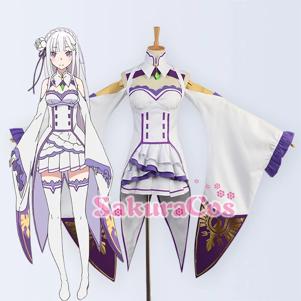 Карнавальный костюм Re Zero kara Hajimeru Isekai Seikatsu Emilia рождественское платье высокого