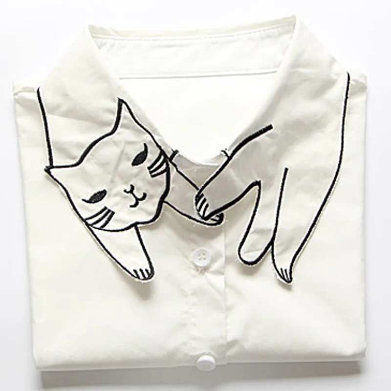 Рубашка ложный воротник съемный вертикальный Креативный новый милый белый Кот