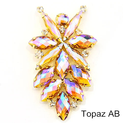 Topaz AB 4 формы, 1 шт., цветные стразы с кристаллами AB, аппликация, пришитые стразы, Золотое дно для украшения шляпы, свадебное платье B1213 - Цвет: Topaz AB