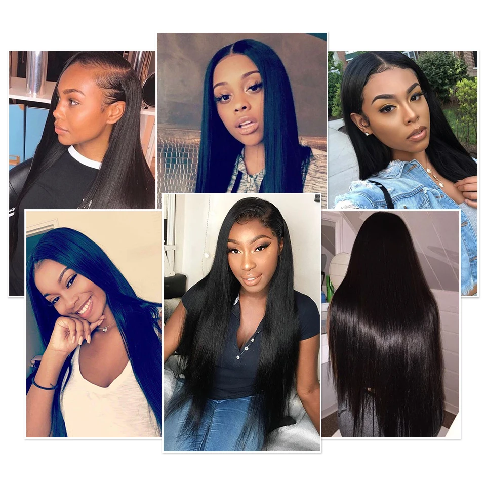 Парики из натуральных волос на кружеве бразильские прямые волосы Реми