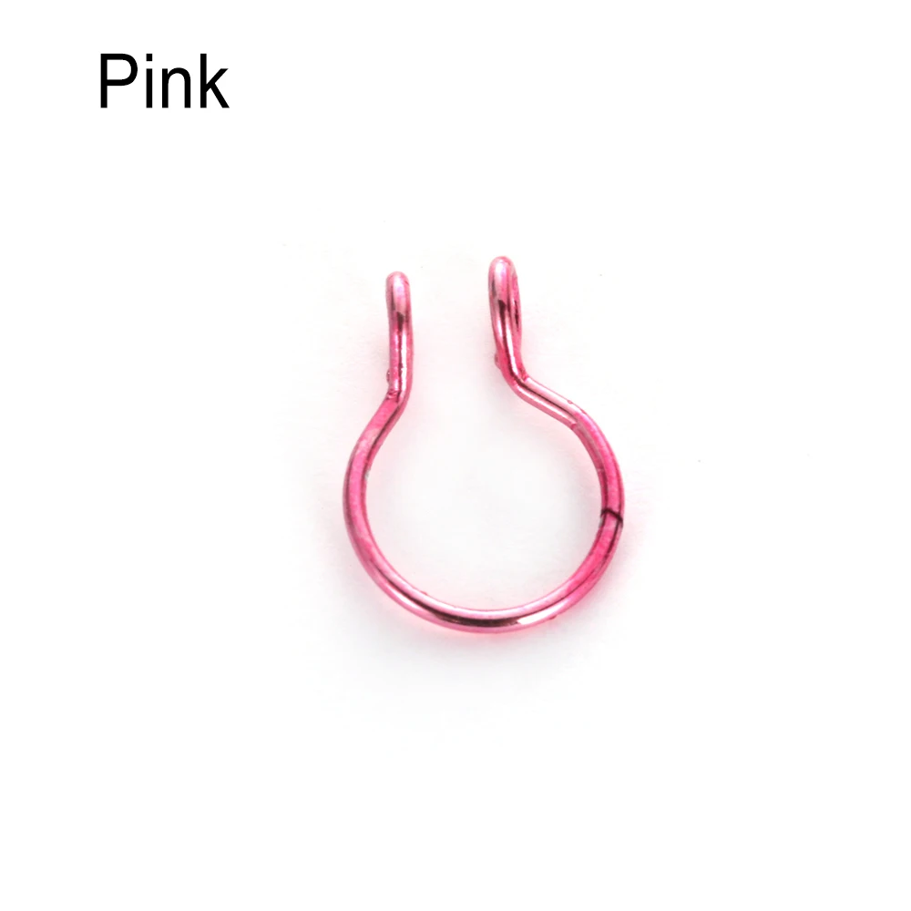 pink 1 шт Поддельные кольца для носа Гипоаллергенное кольцо с искусственной перегородкой обруч без пирсинга Cilp на носу кольцо из нержавеющей стали ювелирные изделия для тела 8 цветов - Окраска металла: pink