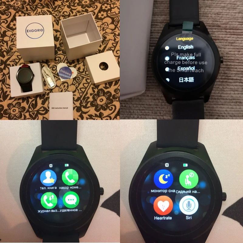 Умные часы Diggro DI03/DI03 PLUS, Bluetooth 4,0, IP67, водонепроницаемые, MTK2502, пульсометр, вызов, SMS, напоминание, шагомер, для Android IOS