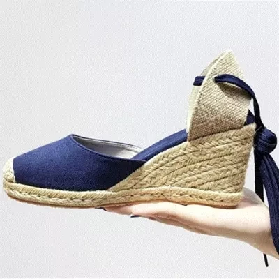Женские эспадрильи на шнуровке летние сандалии в рыбацком стиле высоком каблуке