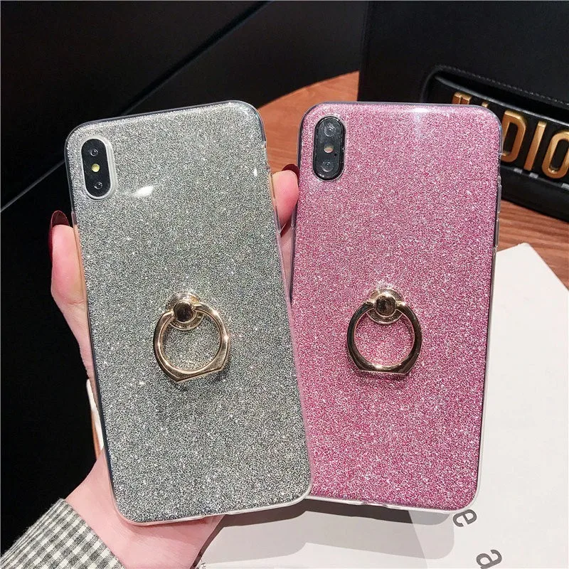 Case For Samsung Galaxy J2 J3 J4 J5 J6 J7 J8 Core Plus Prime Pro 2017 2018 2016 Phone Glitter Soft Silicone Finger Ring Cover |