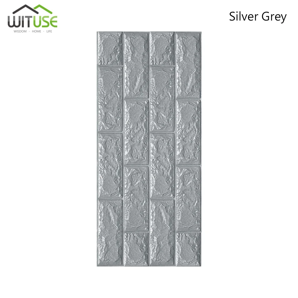 Silver grey 3D настенные наклейки имитация кирпича Декор для спальни водонепроницаемые самоклеящиеся обои для гостиной кухни ТВ фон Декор - Цвет: Silver grey