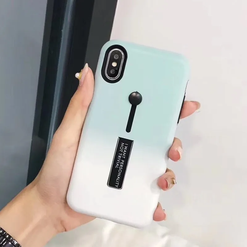 Модный градиентный цветной чехол для iPhone X 6 S 7 8 Plus скрытый Держатель подставка
