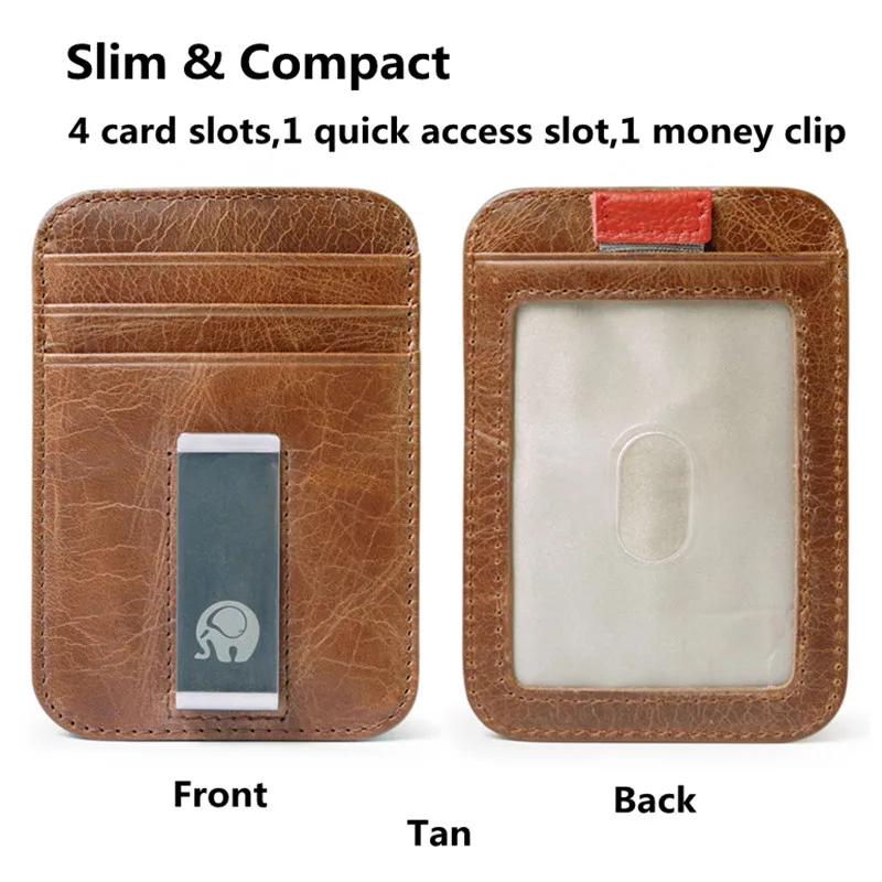 RFID Блокировка зажим для денег кошелек из натуральной кожи передний карман