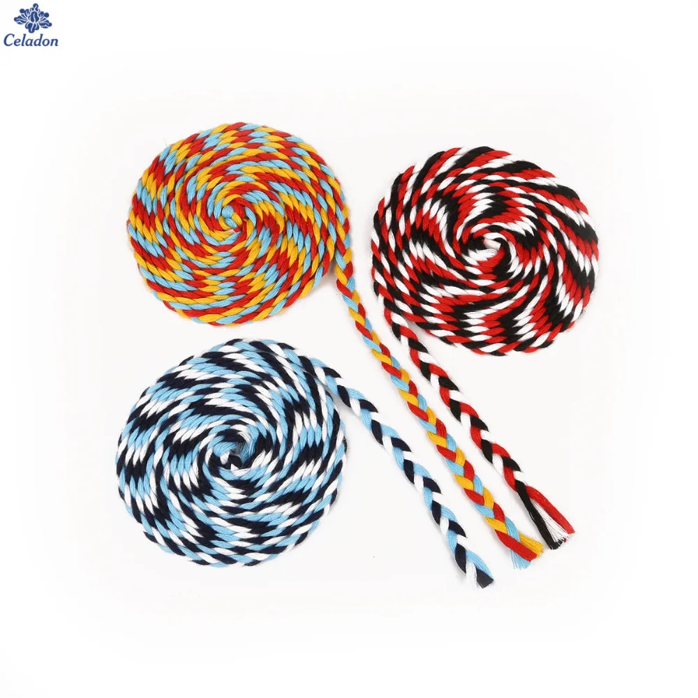 5 метров ширина около 7 мм красочный 100% хлопок три нити плетеный полиэстер ткань