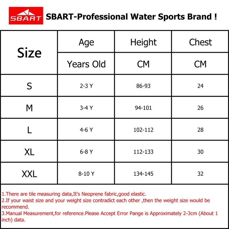 SBART 2mm Neoprene Shorty Wetsuit Kids For Swimming Boys Girls Sunscreen Surfing Scuba Diving Wet Suit Snorkeling Plus Size XXL | Спорт и