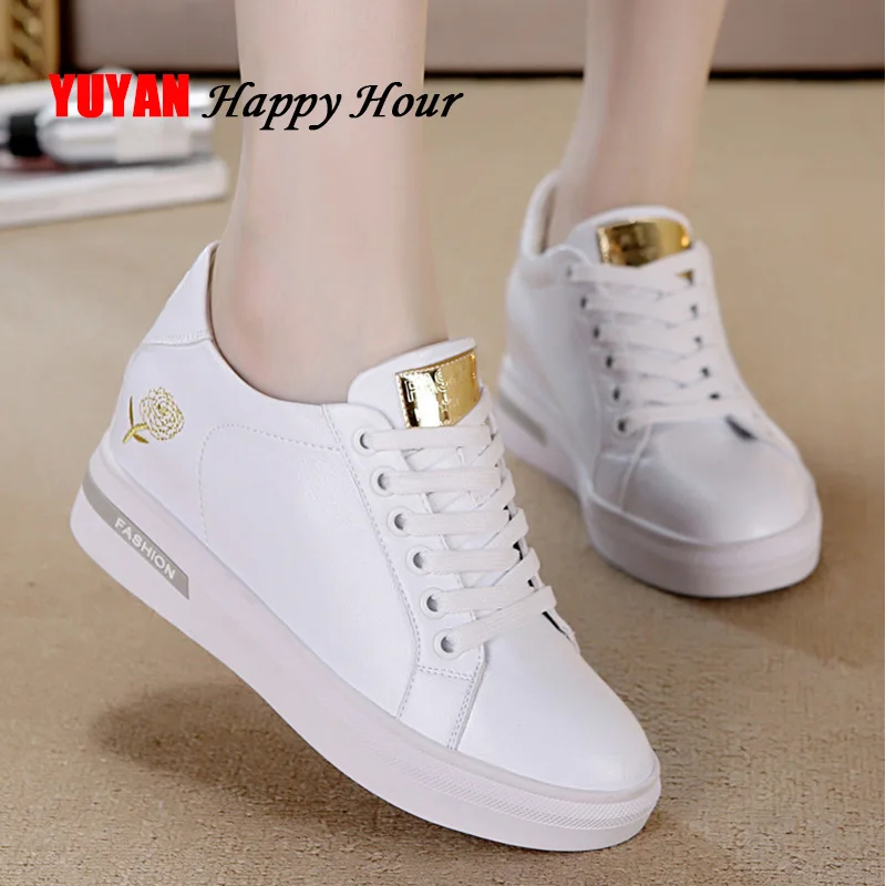 

6cm Height Increasing Shoes Women Sneakers 2019 Wedges White Shoes Casual Women Shoes Fashion Ladies Sneakers A1139