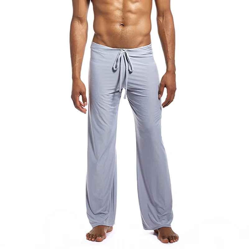 Мужские длинные штаны для йоги тонкие пижамы брюки мягкие сексуальные летние