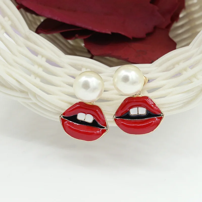 Женщин искусственный жемчуг серьги гвоздики Золотая двойная сторона глаз