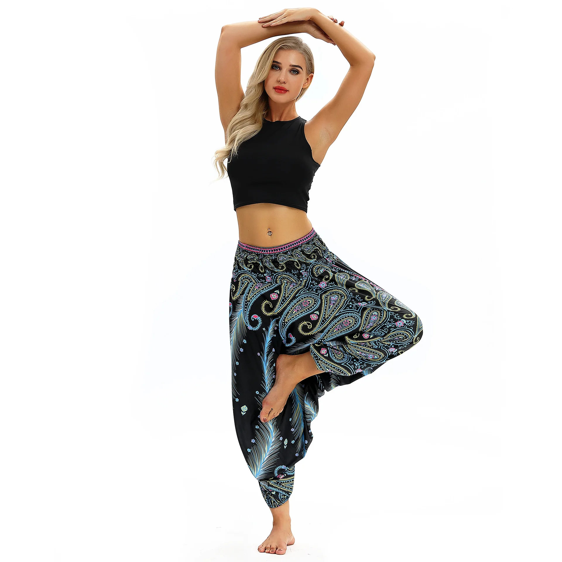 Print women casual fitness Yoga leggings lounge nepal pant Bloomers Indian Thailand wide leg loose pants beach wear Harem Pants