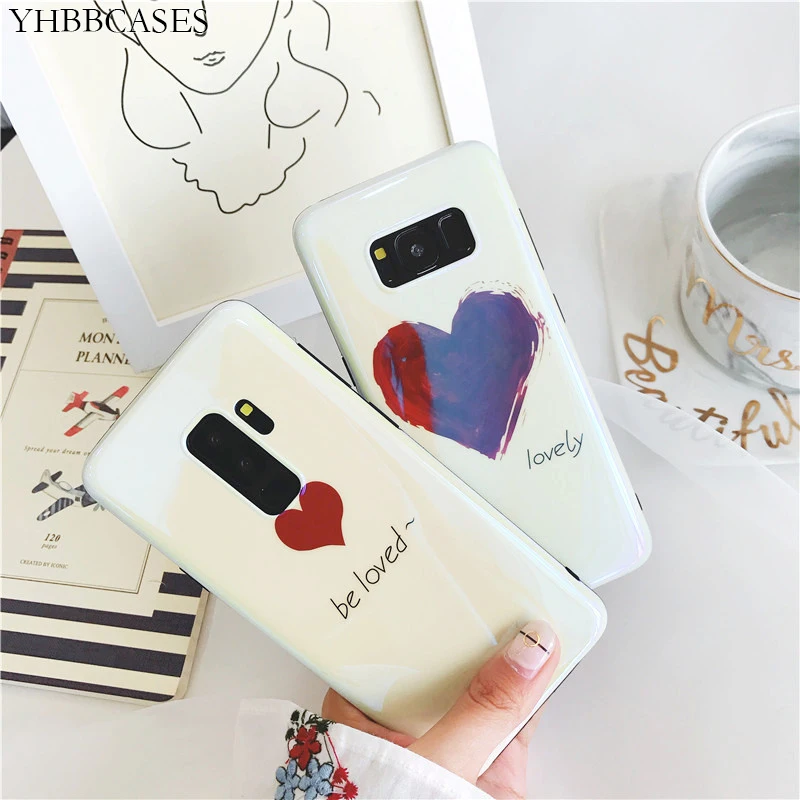 YHBBCASES Fashion Cute Red Love Phone Cases For Samsung Galaxy S10Plus S8 S9 Plus Note 8 9 Blu-ray Cartoon Heart Soft | Мобильные