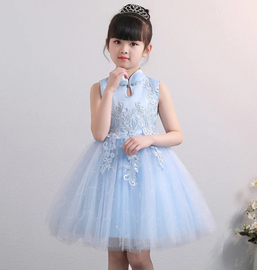 Beautiful Cheongsam Little Girls Clothes Baby Qipao Dress for Brithday Party Kids Princess Performance Formal Wedding Costumes | Детская