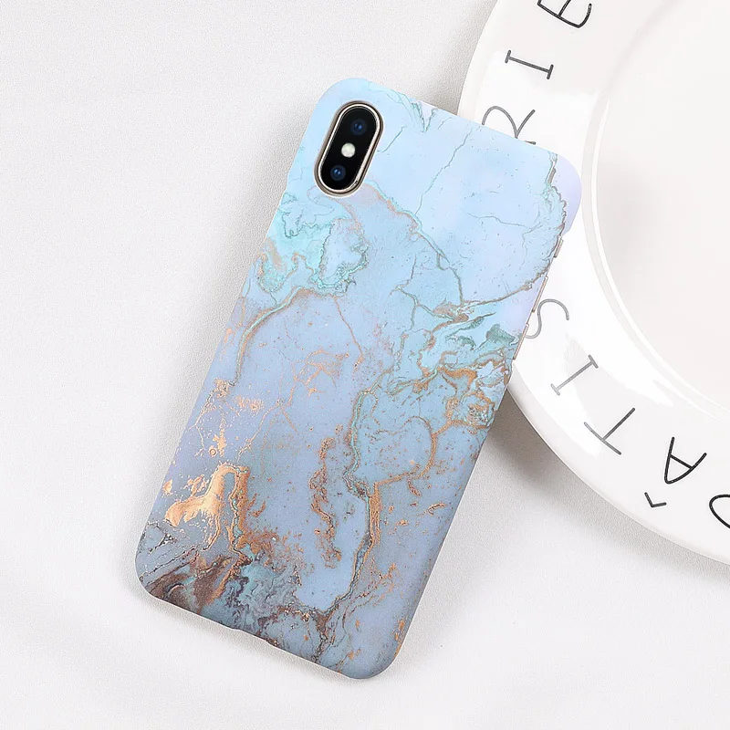 Blue LOVECOM модные чехлы для телефонов с мраморной текстурой для iPhone XS, XR, XS, Max, X, 8, 7, 6, 6S Plus, ультратонкая задняя крышка из жесткого поликарбоната - Цвет: Blue