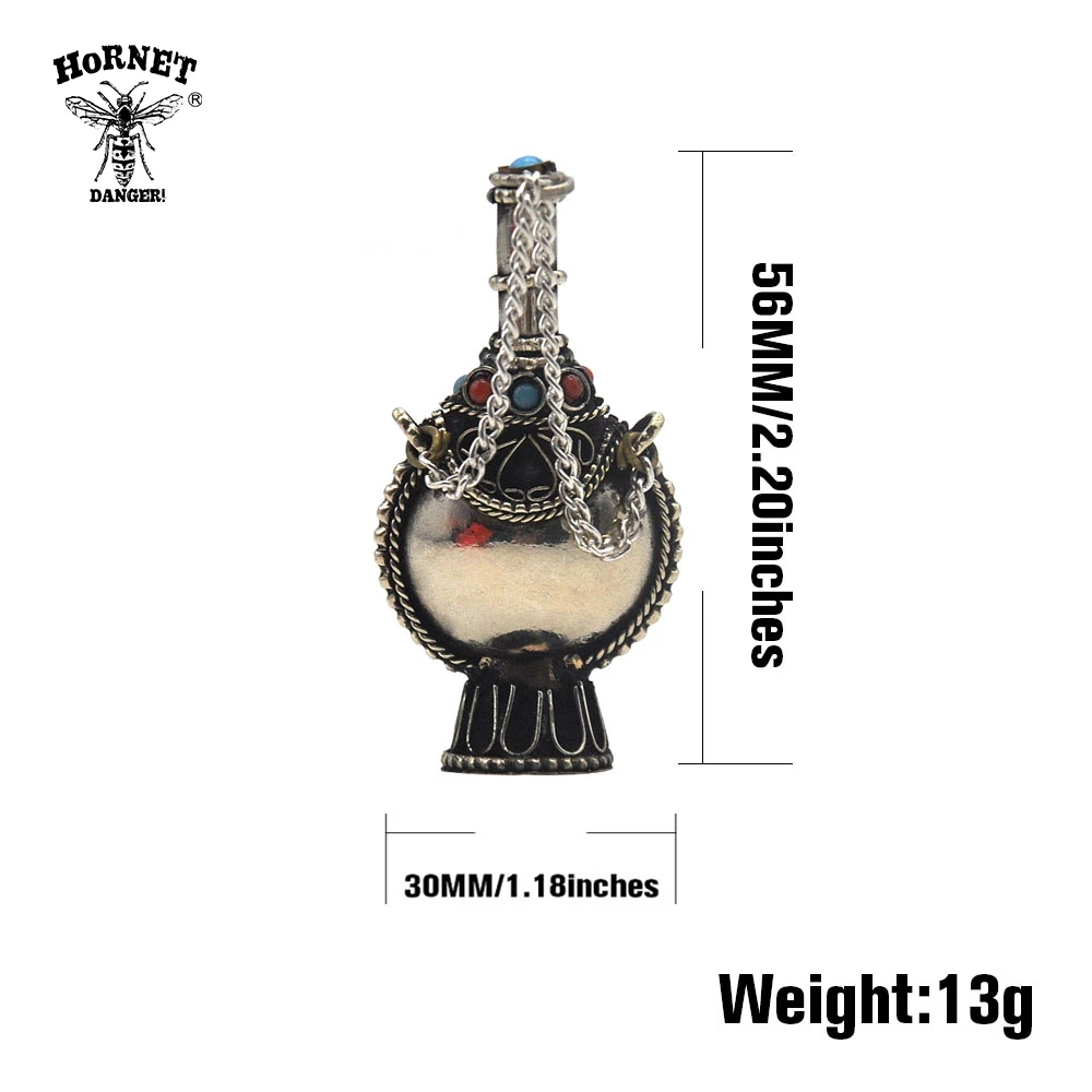 HORNET Винтаж Тибетский табак бутылочки Непал ручной работы кулон 56 мм Большой