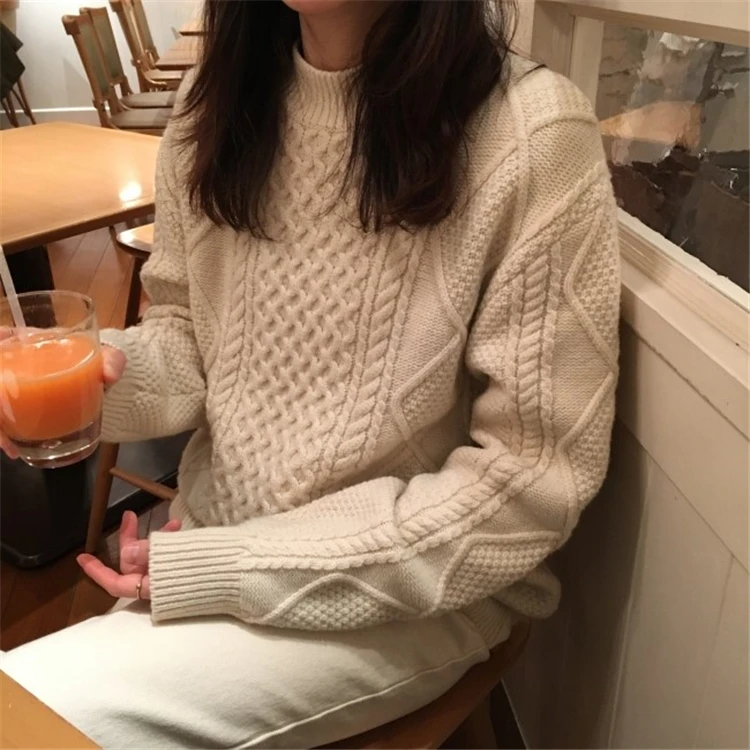 Colorfaith Women's Autumn Winter Sweaters 2019 Pullover Knitting O-Neck Solid Minimalist Casual Office Lady Loose Tops SW7055 | Женская