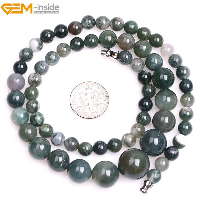 Круглые бусины в форме нефрита 6 14 мм 15 дюймов|moss agate beads|beads for jewelry makingagate beads |