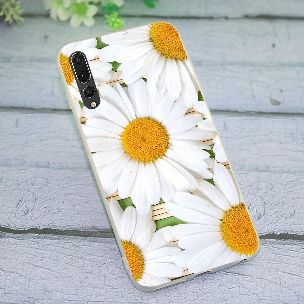 Мягкий ТПУ чехол для телефона с ромашками Huawei Honor 6A 10 8 9 Lite 7A Pro 7X 7C Y6 Prime Nova 3 3i задняя