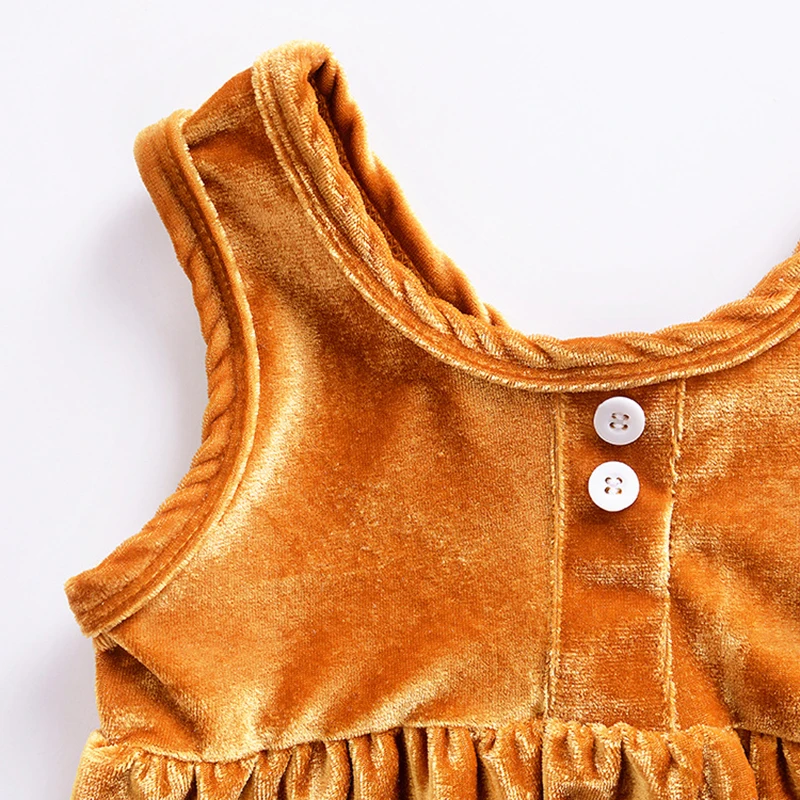 sleeveless romper baby Solid ruched girls vest dress buttons fashion breathable toddler party frocks soft cotton summer | Детская одежда