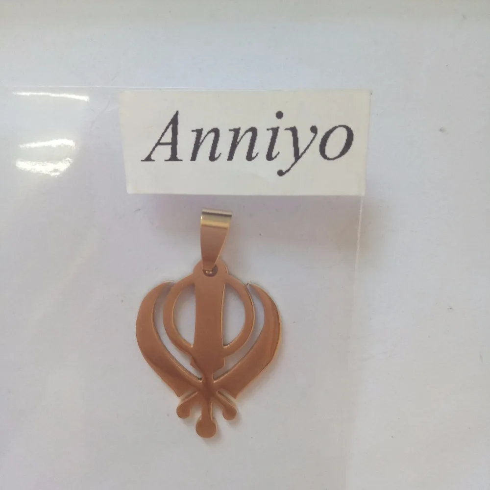 Anniyo Sikhism ожерелье кулон Sikh Khanda ювелирные изделия золотой цвет Sikhs ожерелье s Индия/Пакистан/Малайзия религиозные#009521