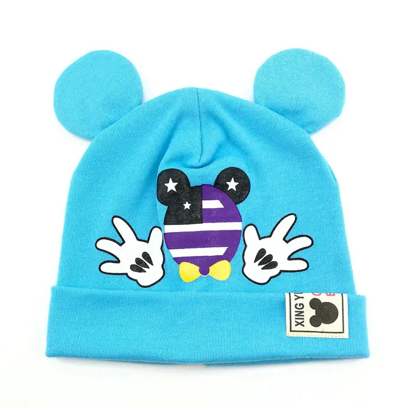 Light blue H061S Bnaturalwell/милые детские хлопковые шапки-бини, шапка для младенцев, вязаная шапка, подарок для новорожденных, шапка с рисунком из мультфильма, милые шапки для мальчиков и девочек H061S - Цвет: Light blue H061S