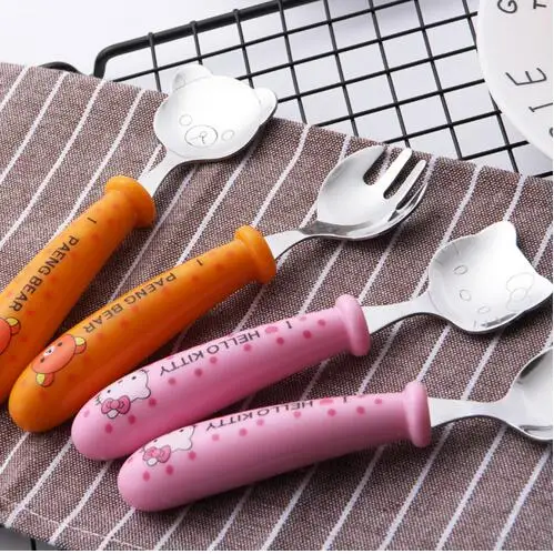 

304 stainless steel cutlery set cartoon children's fork spoon two-piece set of portable gift cutlery set