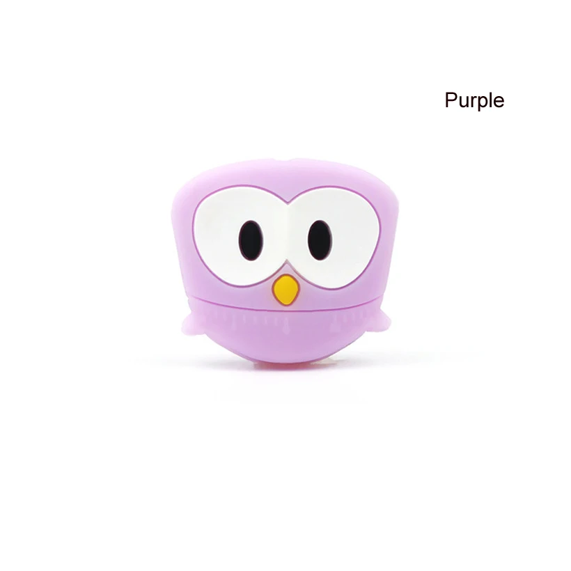 Purple owl 10pcs 10 шт коала силиконовые бусины Сова собака цыпленок утка детские жевательные игрушки для DIY соска цепь ребенок прорезыватель животное уход ожерелье бусы - Цвет: Purple owl 10pcs