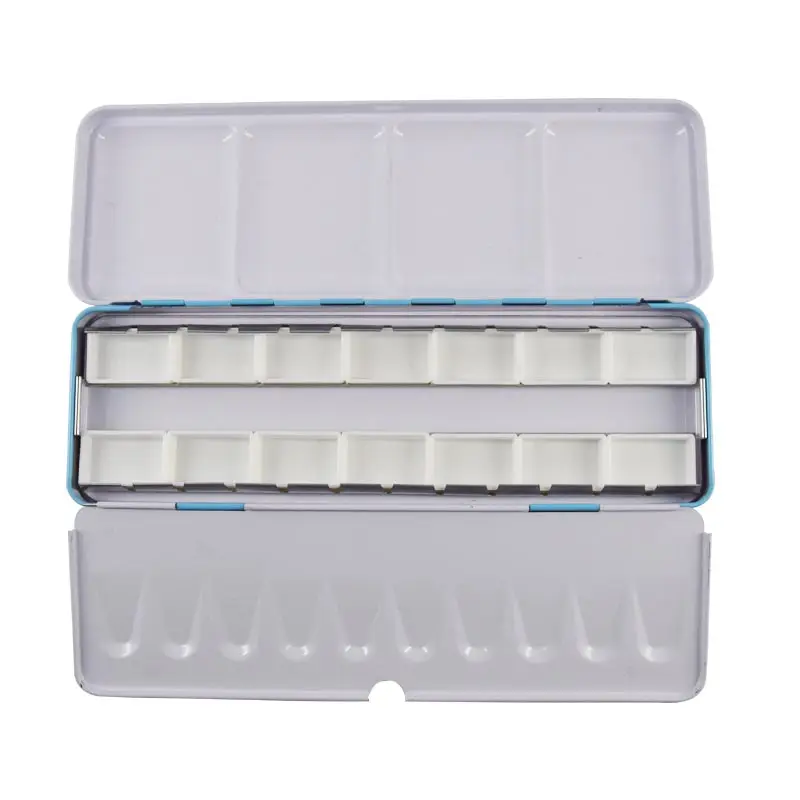 Blue box Full pans Палитра акварельных красок с 24 полками и 14 полными кастрюлями, 4 цвета, коробка с баночками, палитра для хранения картин с художественной росписью - Цвет: Blue box Full pans
