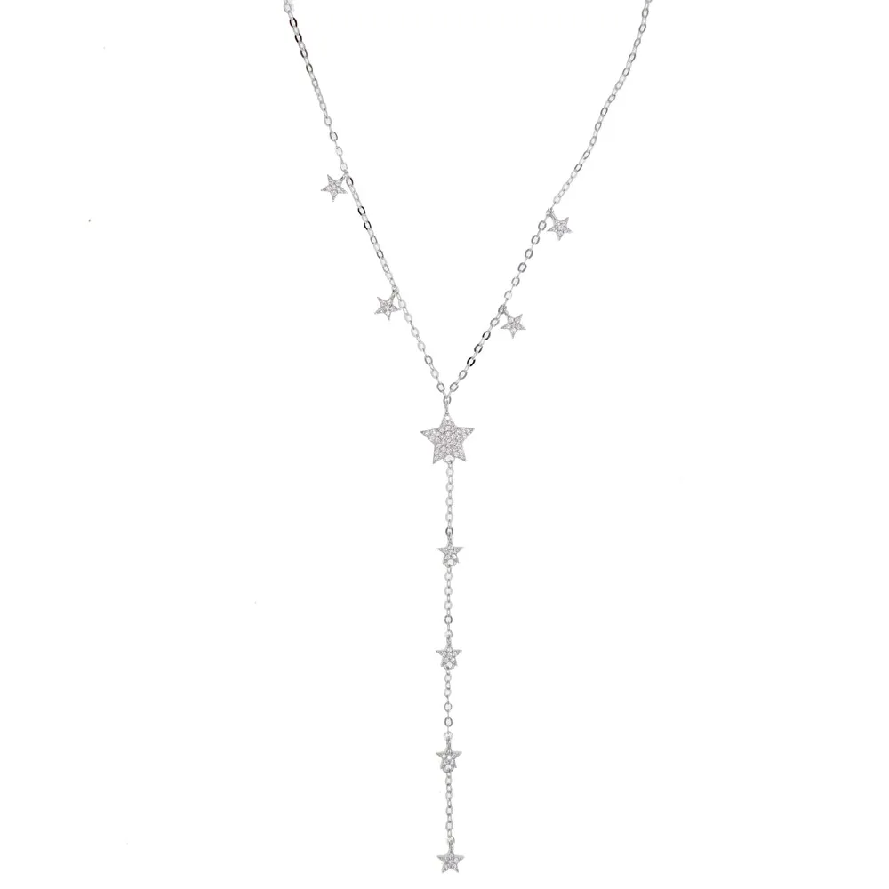 2018 Christmas women sexy Bling cubic zirconia christmas gift moon star drop charm silver chocker choker color necklace | Украшения и