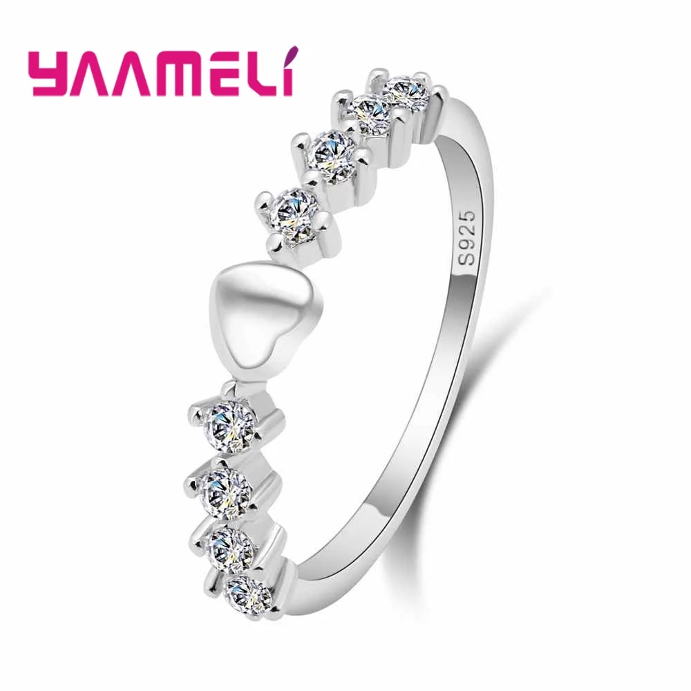 Женское кольцо с кристаллом в виде сердца из серебра 925 пробы|promise ring|cubic zirconiaring ring