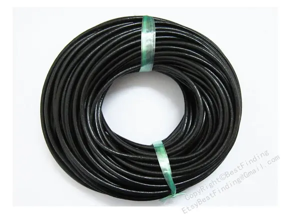 

4mm Leather cord Soft Genuine 4mm Round leather cord Black 3 meters