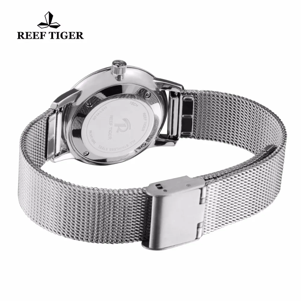 Reef Tiger/RT полностью из нержавеющей стали аналоговые кварцевые часы для женщин водонепроницаемые винтажные парные часы RGA820