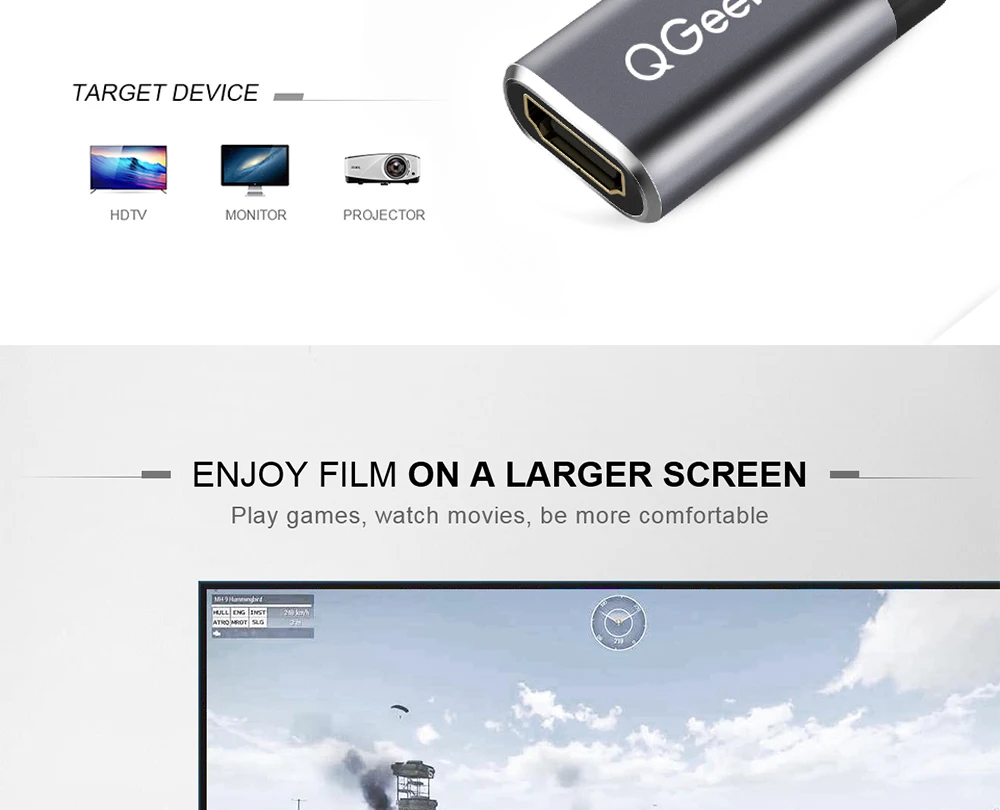 QGEEM USB C к HDMI Кабель-адаптер 4 к 30 Гц тип-c к HDMI для huawei mate 20 macBook pro ipad pro galaxy S9 HDMI USB-C кабель