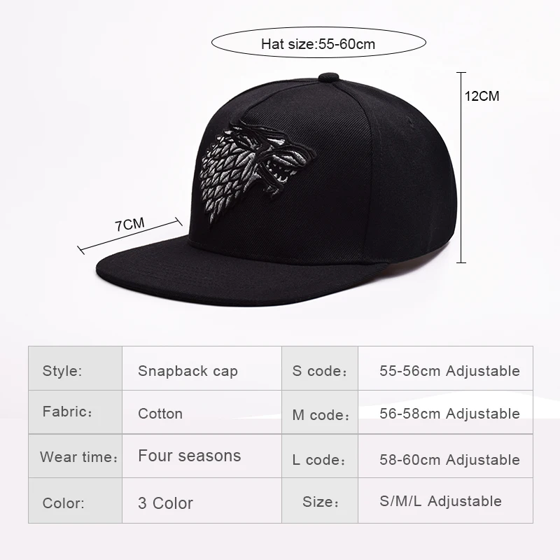 Шапка с дизайном волк Snapback Бейсболки песнь Lce и огонь зима грядет шляпа Игра