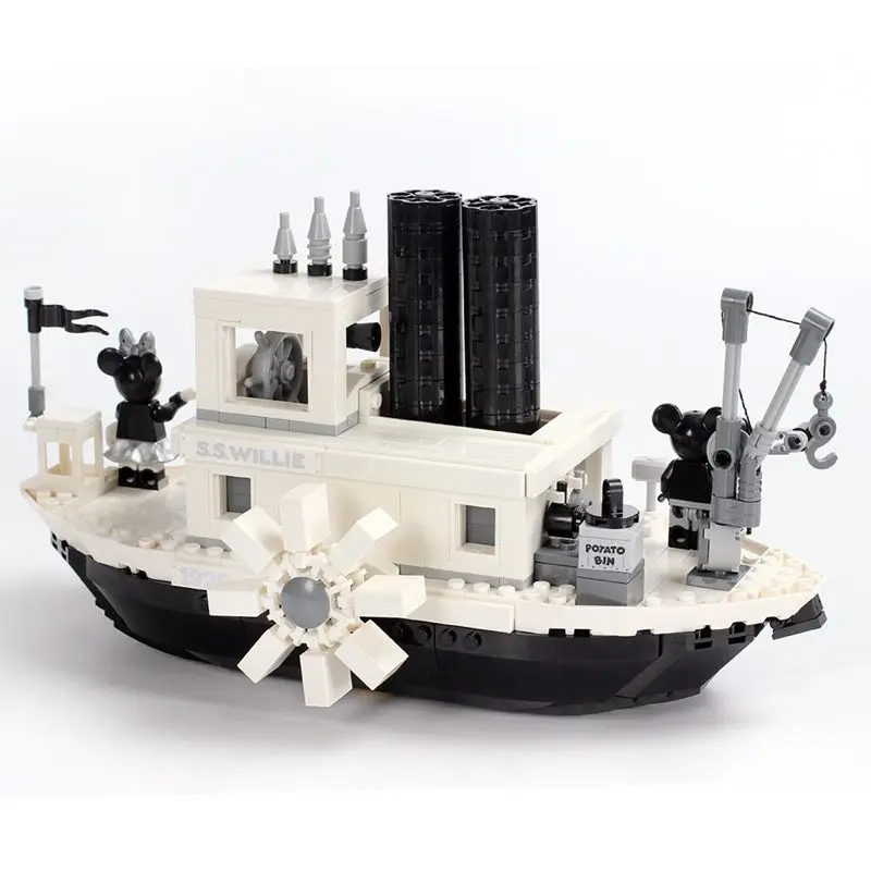 H & HXY 3025 842 штук идеи Steamboat Willie Movie fit legoings 21317 строительные блоки кирпичи игрушки