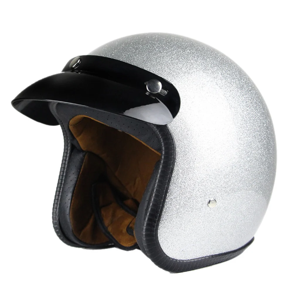 Bright Silver Moto rcycle шлем для мужчин casco moto Ретро Винтаж круизер чоппер Скутер Кафе Racer Cascos moto шлем 3/4 открытый шлем - Цвет: Bright Silver