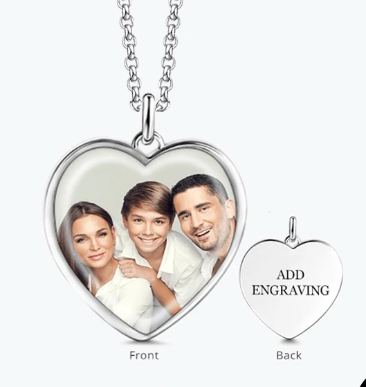 925 Sterling Silver Personalized Heart Photo Necklace Engravable Name Message Gifts for Family Lovers Friends YDS-1093 | Украшения и