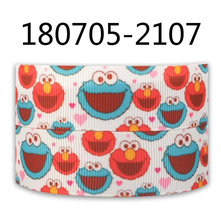 180705-2107 10 метров-разных размеров-Улица Сезам печатных Grosgrain ленты-мультфильм лента-Элмо и друзья - Цвет: 180705-2107