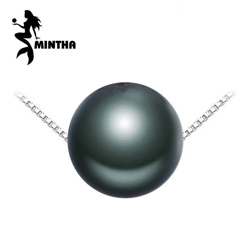 ?? Mintha真珠ジュエリー、本物の天然黒真珠ネックレス、チョーカー925スターリングシルバーペンダント用女性タヒチ真珠のペンダント