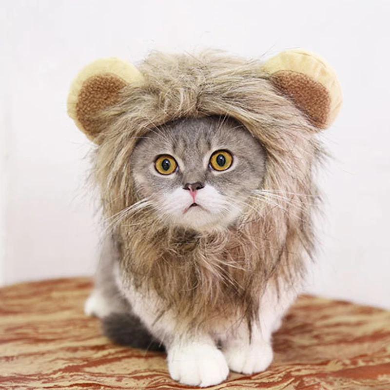 Забавный милый костюм для домашних животных косплей льва шапочка кошки